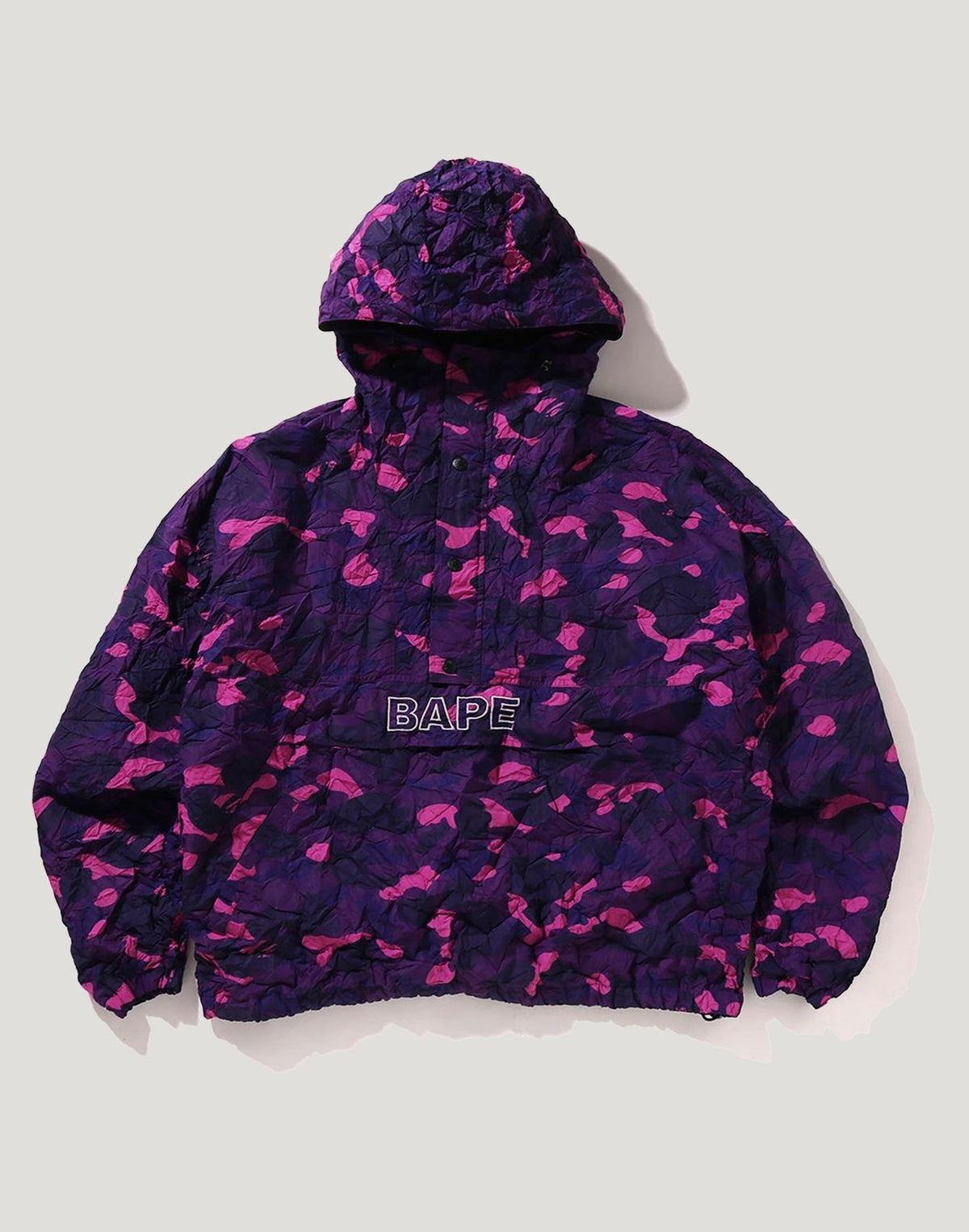 CRINKLE EFFECT COLOR CAMO HALF ZIP HOODIE JACKET MENS