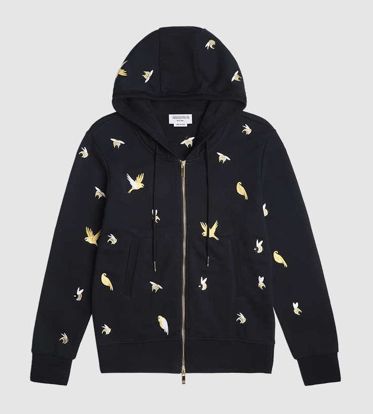 Premium 100% Cotton Embroidered Hoodie - Artistic Zip - Up Hooded Sweatshirt | Thom Browne