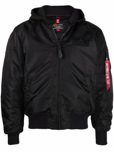 Alpha Industries logo zipped bomber jacket