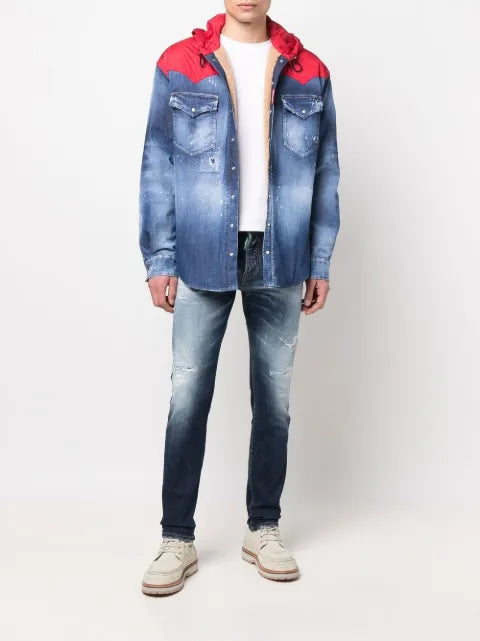 DSQUARED2 hooded hybrid denim jacket