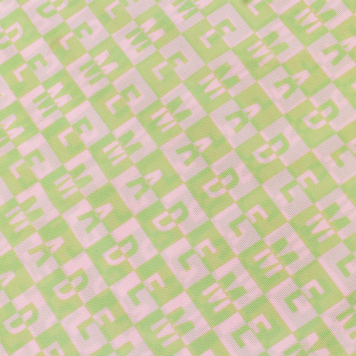CHECKERED LOGO MESH LONG SLEEVE PINK/GREEN TOP