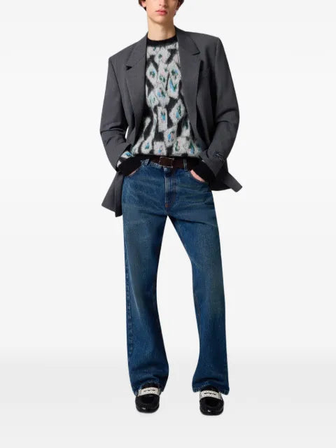 MSGM geometric-pattern mohair-blend sweater