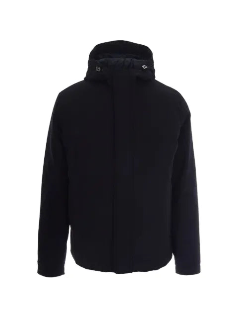 Herno hooded concealed-fastening jacket