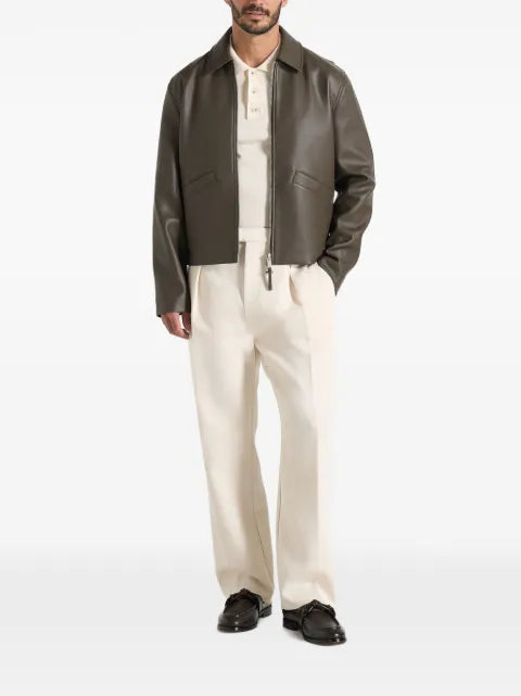 Manière De Voir Yves in olive minimal leather jacket