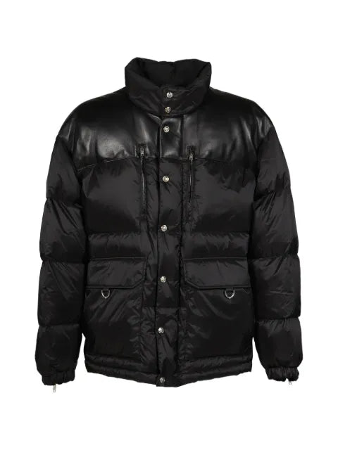 Mastermind World leather-panelled quilted down jacket