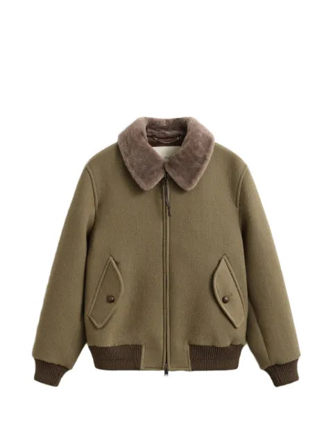 Gant shearling-collar wool jacket