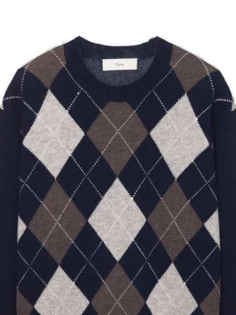 DUNST argyle crew-neck sweater