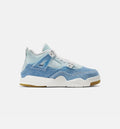 Air Jordan 4 Retro Worn Blue Preschool Shoes - Sail Worn Blue Metallic Gold