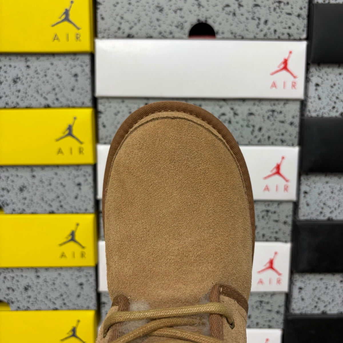 UGG Lace-Up Suede Ankle Boot with Shearling Lining, Gold Eyelet Hardware & Chunky Lug Sole in Chestnut