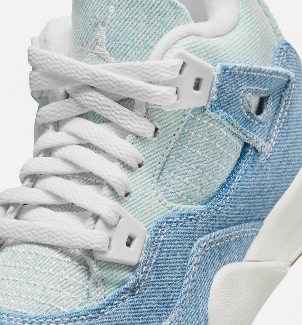 Air Jordan 4 Retro Worn Blue Preschool Shoes - Sail Worn Blue Metallic Gold