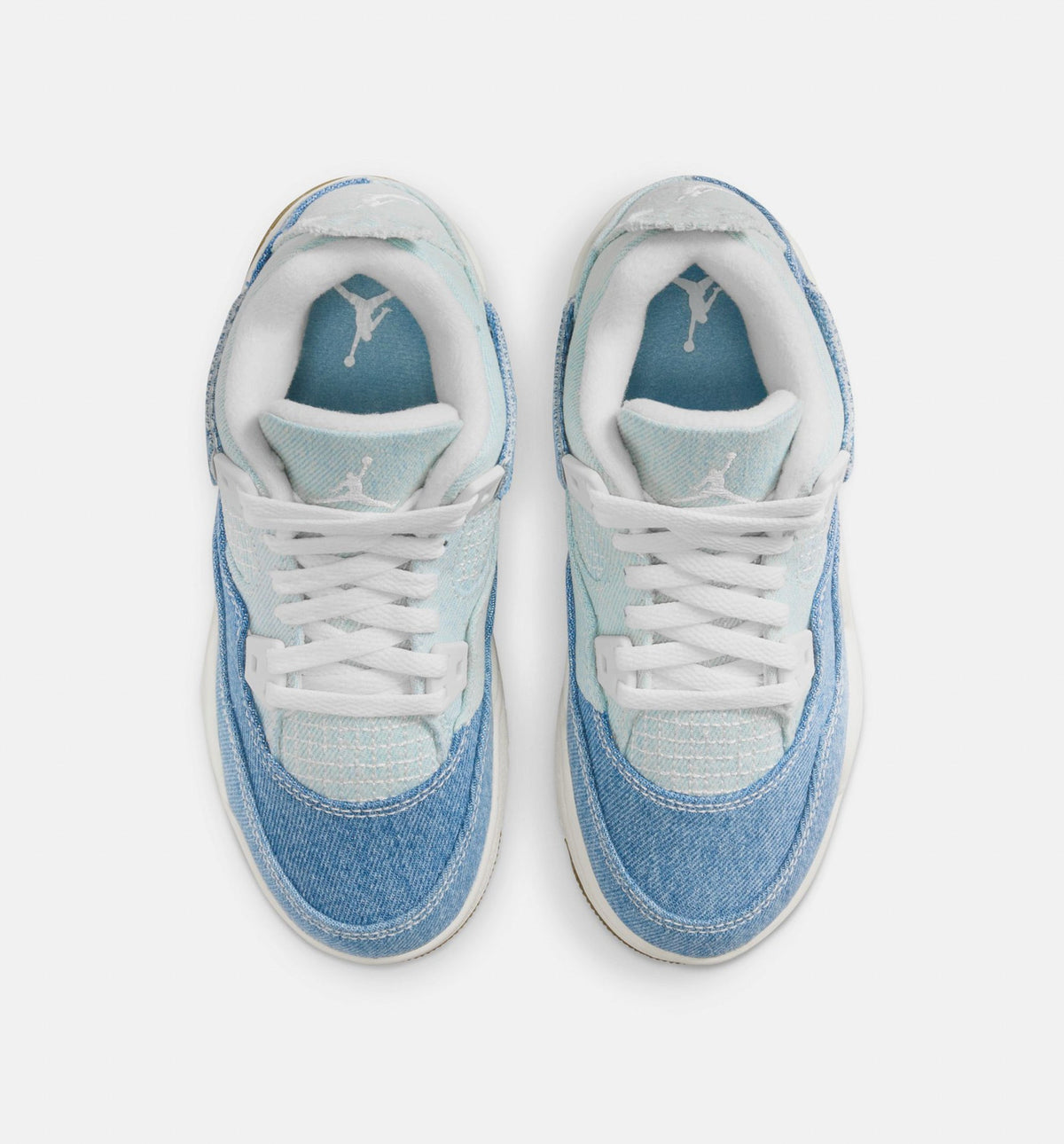 Air Jordan 4 Retro Worn Blue Preschool Shoes - Sail Worn Blue Metallic Gold