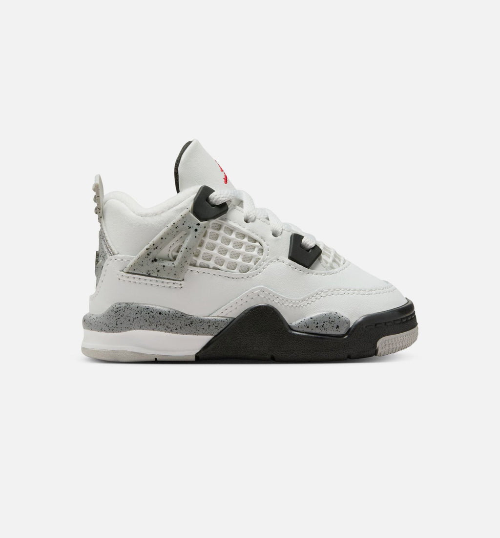 Air Jordan 4 Retro White Cement Infant & Toddler Lifestyle Shoes - Summit White/Fire Red/Cement Grey/Black