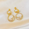 FENDI DOUBLE F GOLD DIAMOND EARRINGS