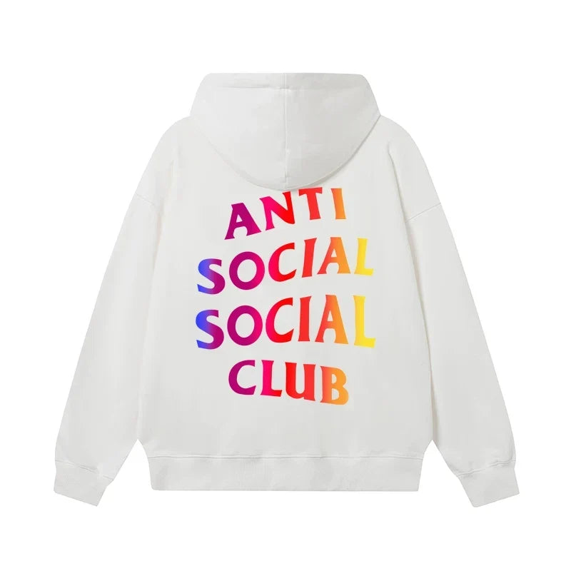 Anti Social Social Club Rainbow Gradient Logo White Hoodie