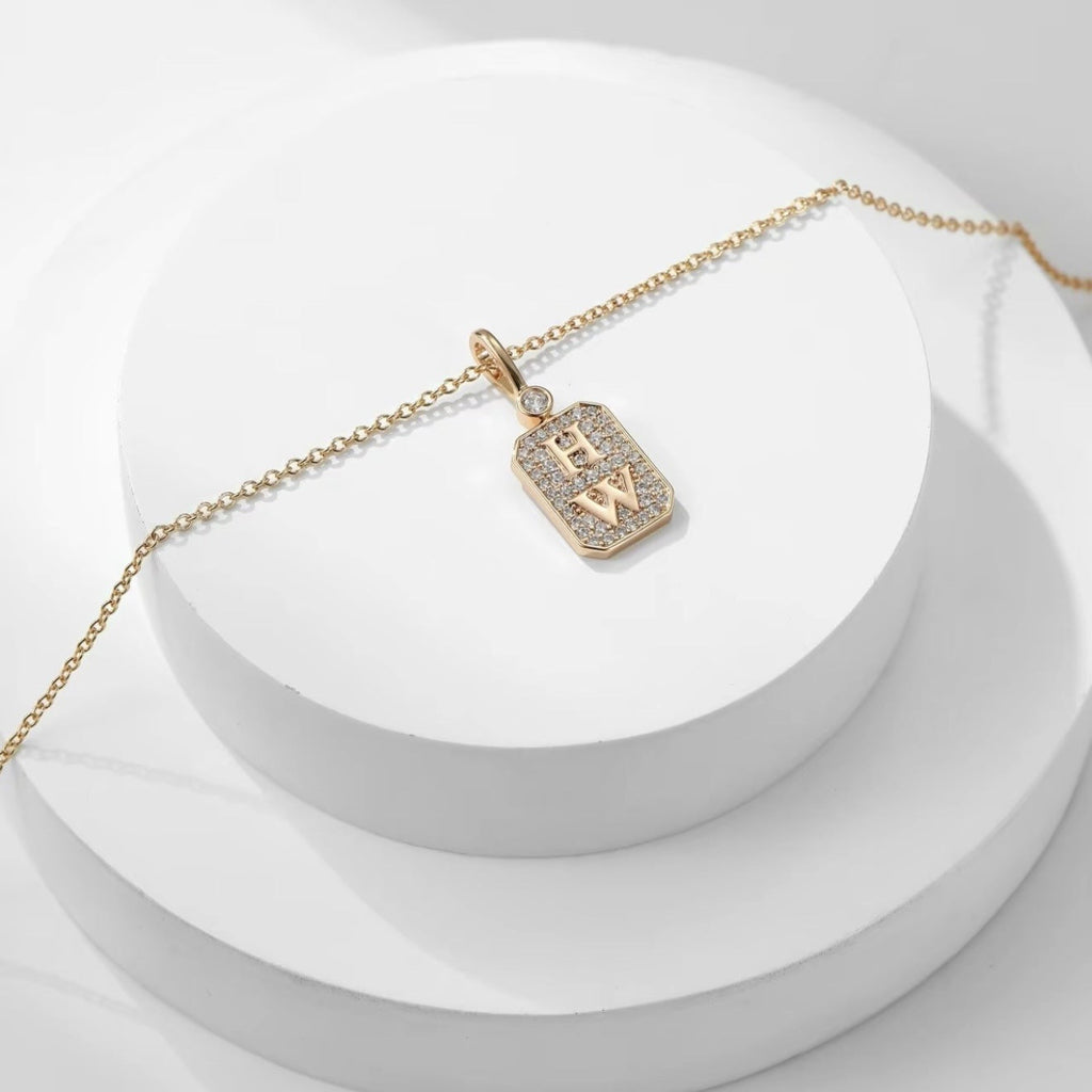 Harry Winston Style Lock Cubic Zirconia Necklace