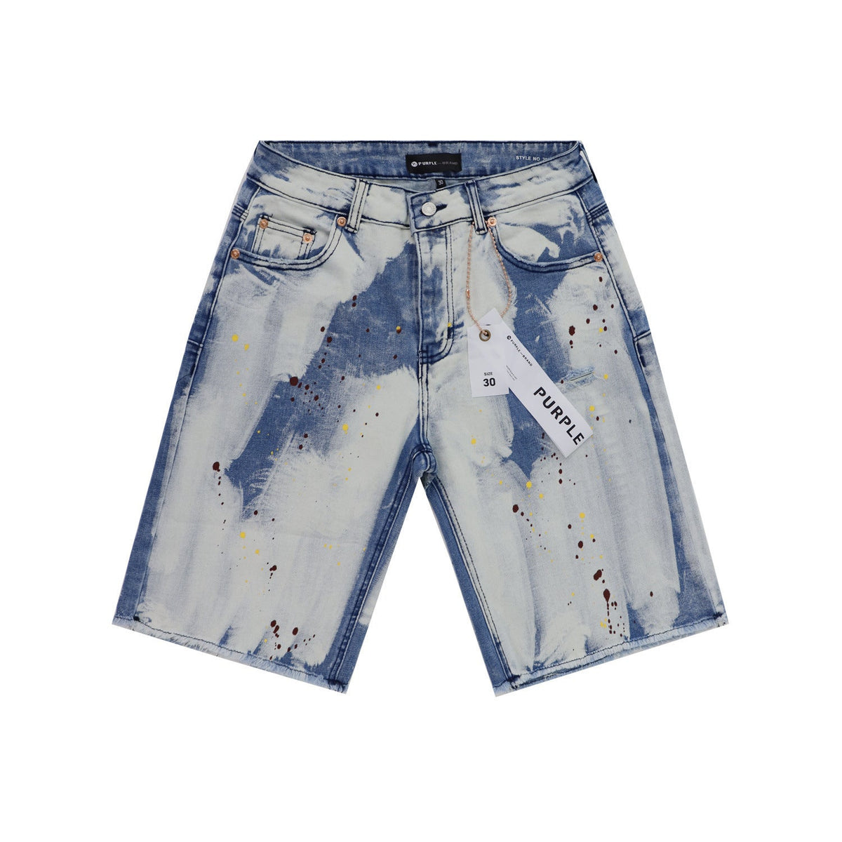 Purple Brand Brush Paint Distressed Denim Shorts Unisex