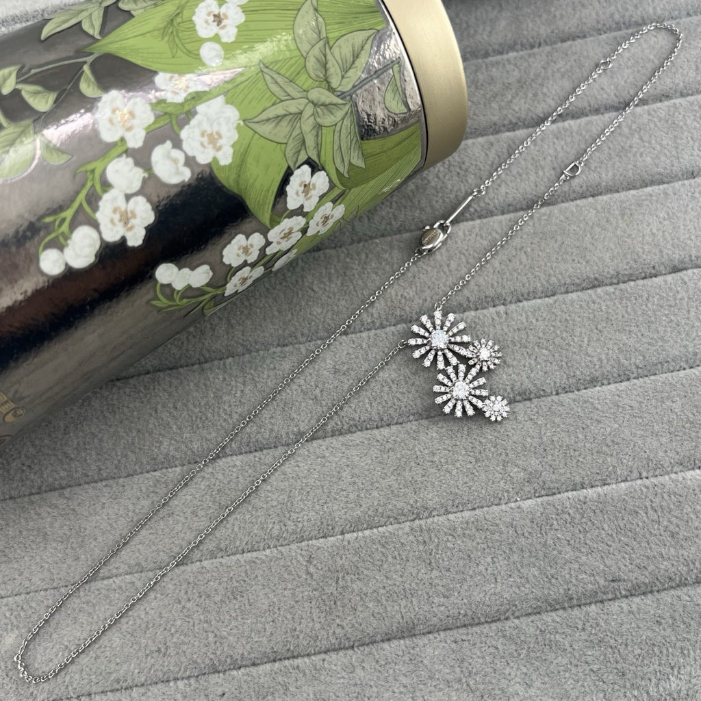 Damiani Style Floral Cubic Zirconia 18K Gold-Plated Necklace