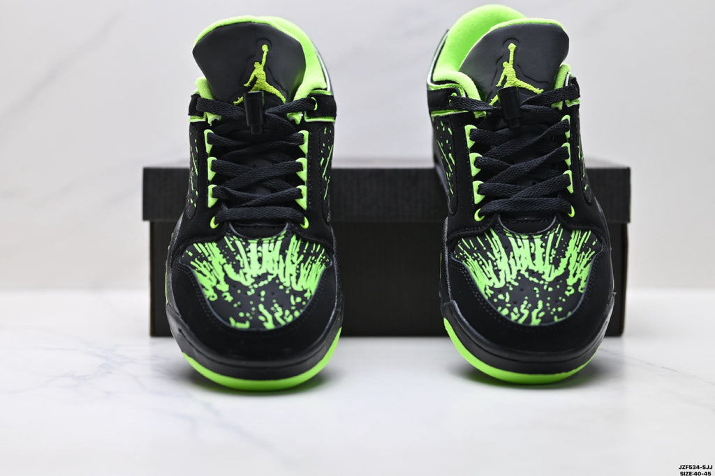 Air Jordan 5 Low Black Electric Green Sneakers