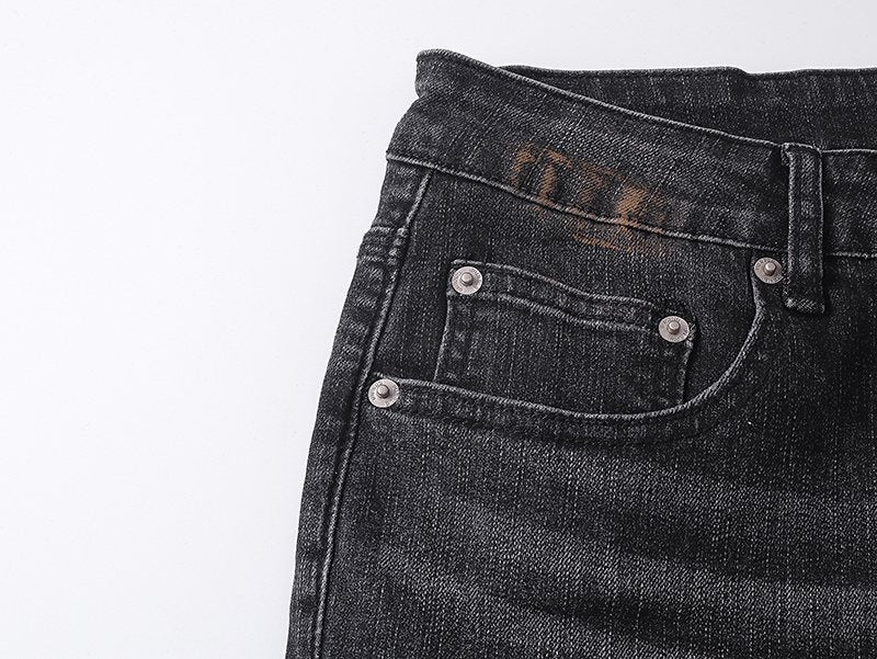 Purple Brand Distressed Paint-Splatter Flared Jeans