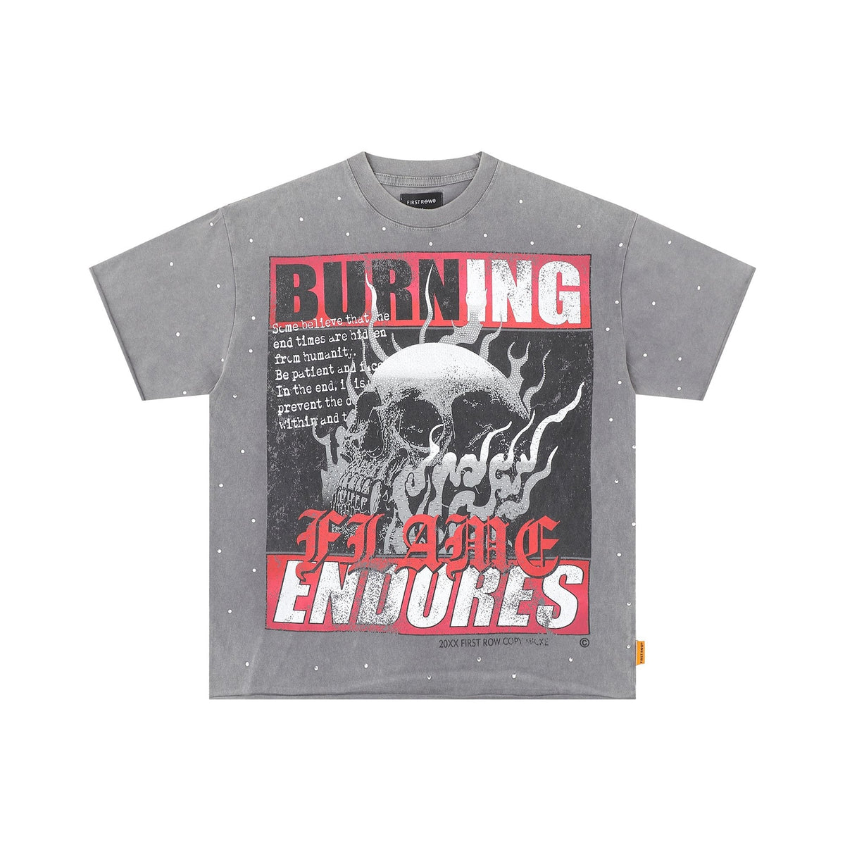 FIRST ROW Burning Flames Cropped Graphic T-Shirt