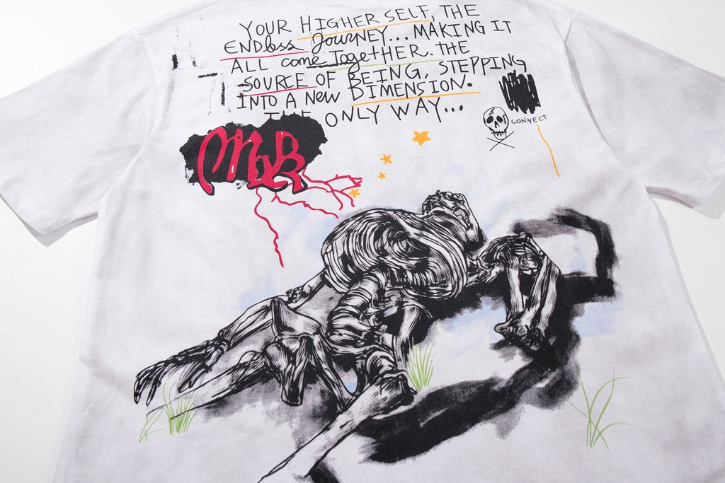 MAJESTIK Distressed Stone-Inlay Graphic T-Shirt