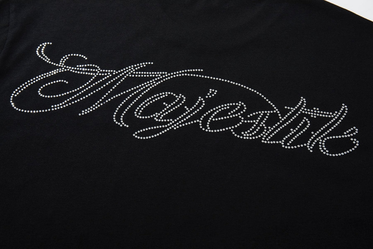 MAJESTIK Distressed Rhinestone Graphic T-Shirt