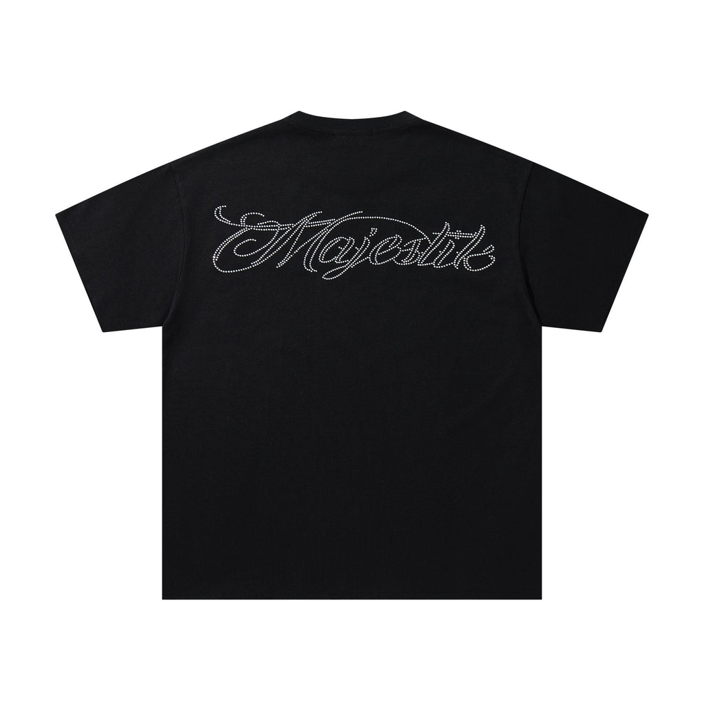 MAJESTIK Distressed Rhinestone Graphic T-Shirt