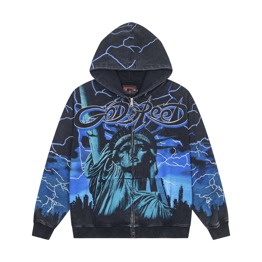 Godspeed Out of Many One All-Over Print Zip Hoodie
