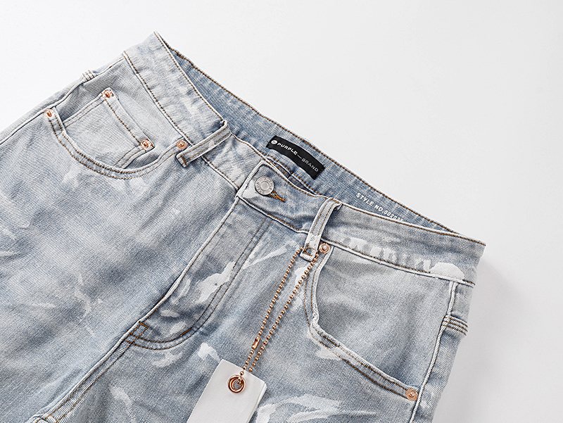 Purple Brand Light Blue Distressed Paint-Mark Jeans