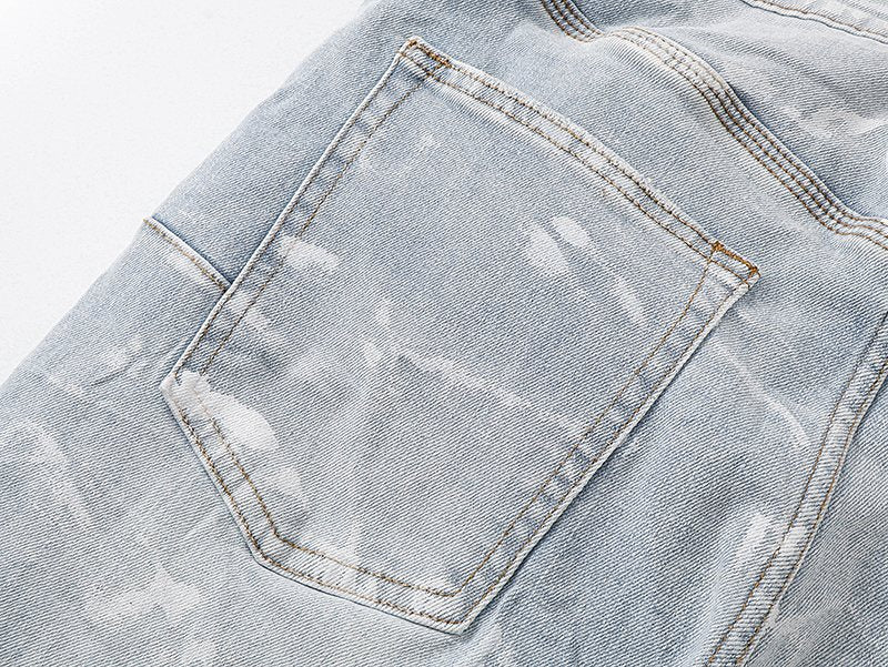 Purple Brand Light Blue Distressed Paint-Mark Jeans