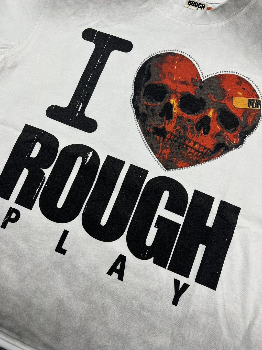 Rough Play Skull Heart Washed Graphic T-Shirt