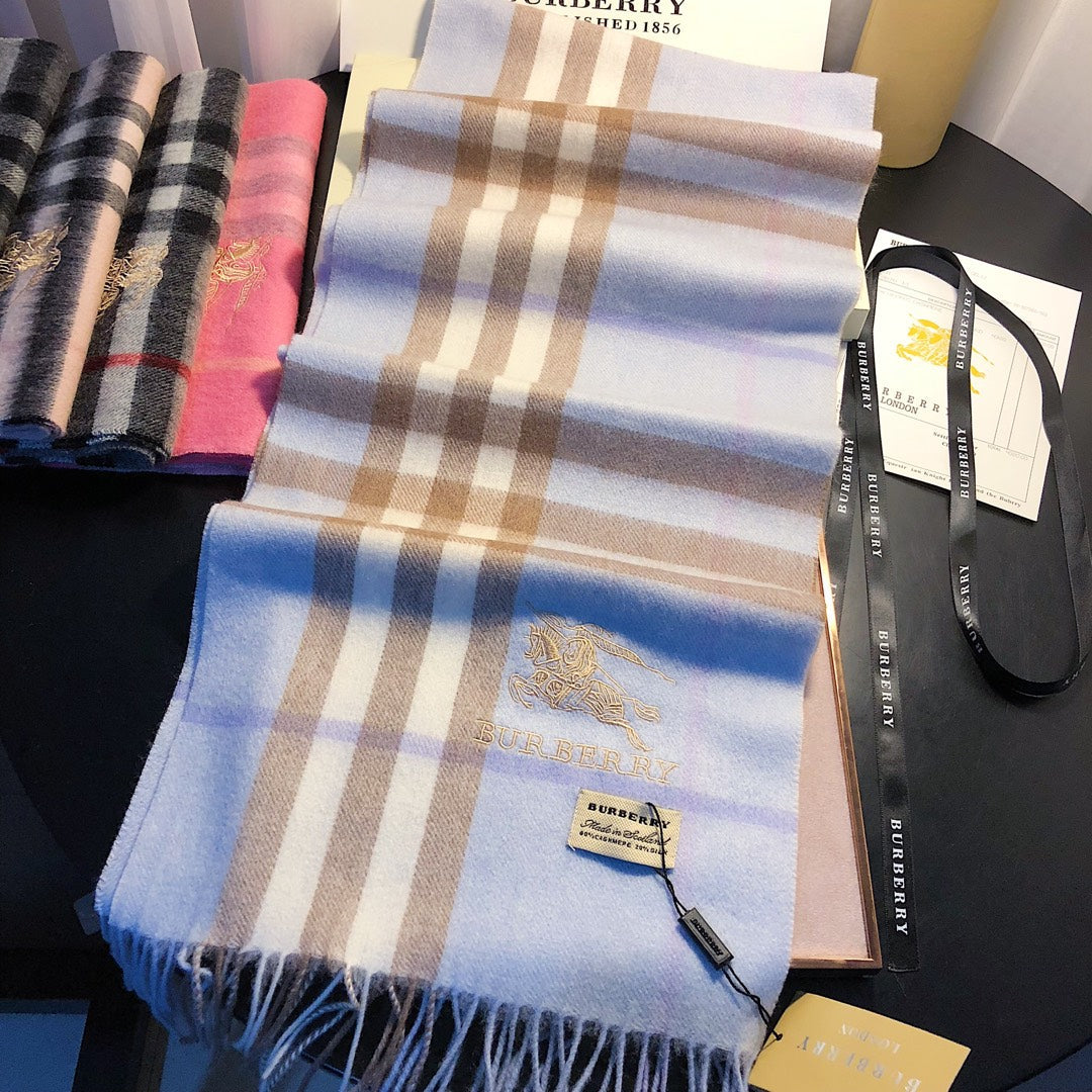 Burberry Style Classic Plaid Fringe Scarf