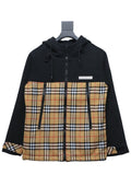 Brand Check Hood Cotton Beige Black Jacket