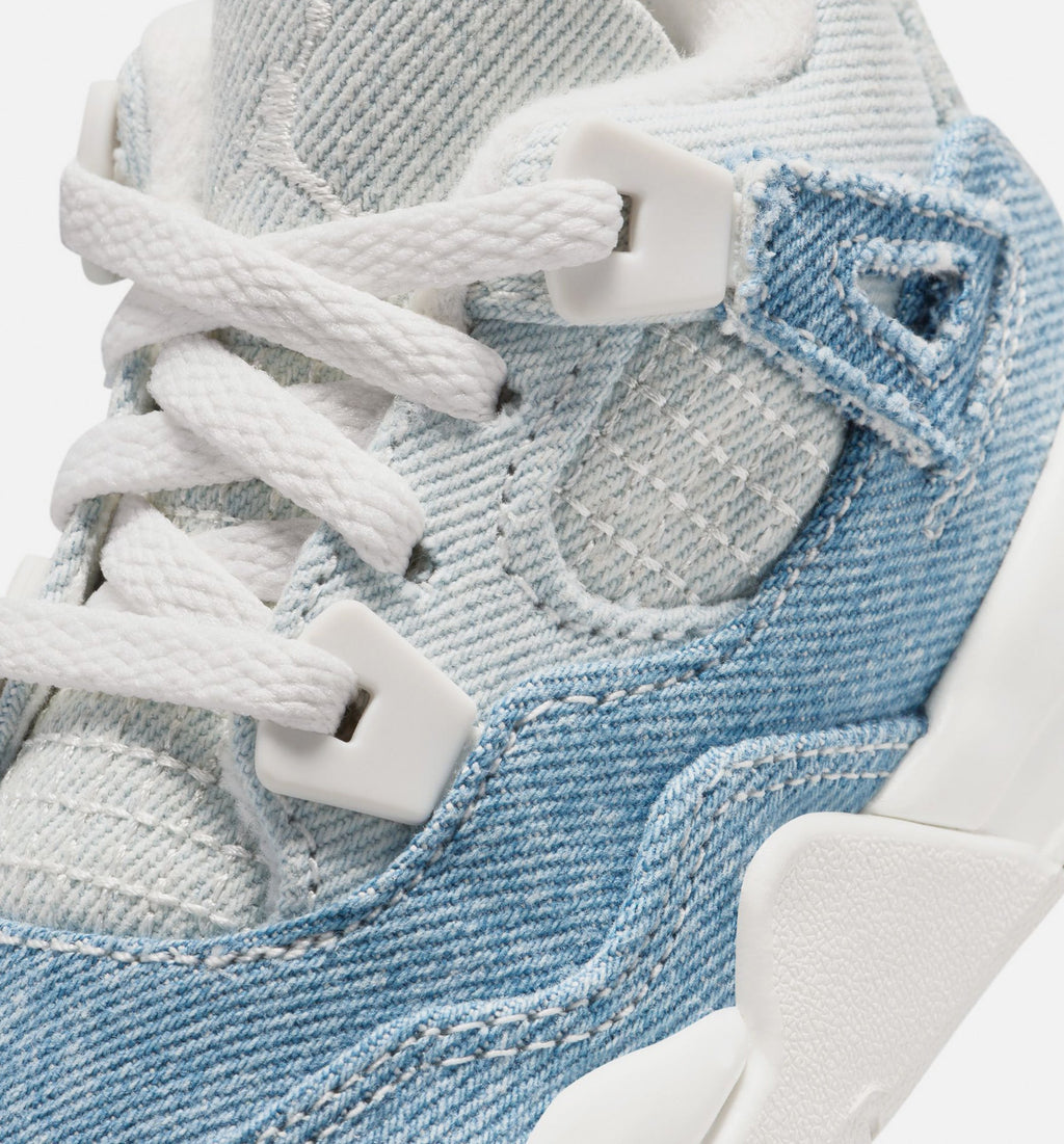 Air Jordan 4 Retro 'Worn Blue' - Infant/Toddler Lifestyle Sneaker (Sail/Worn Blue/Metallic Gold)