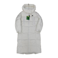 New Balance Hooded Long Puffer Coat in Off White