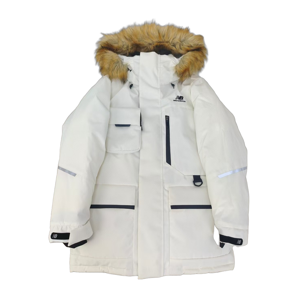 New Balance Fur-Trim Hooded Utility Jacket – White | Sport Meets Street Style
