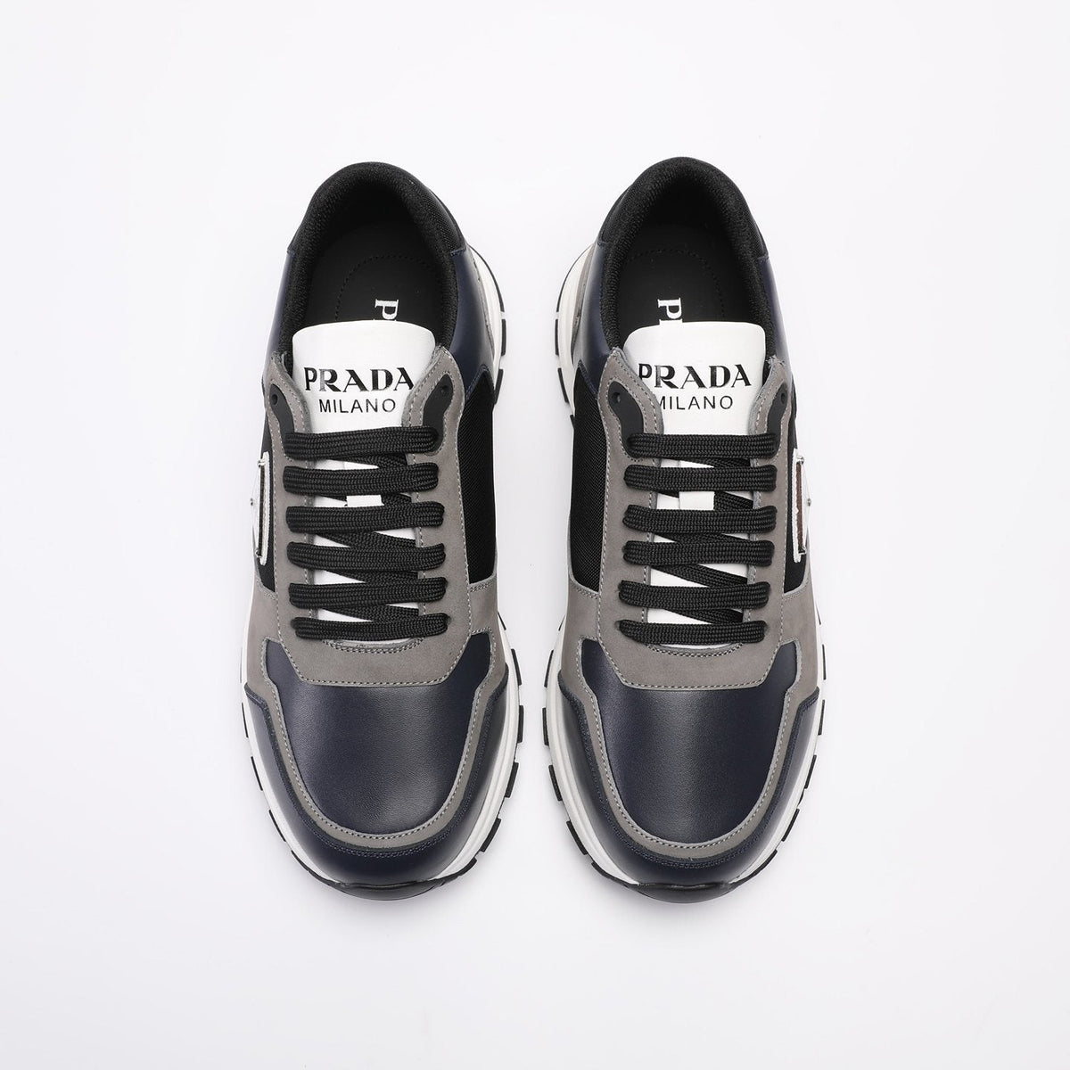 Prada Men's Navy and Gray Paneled Sneakers
