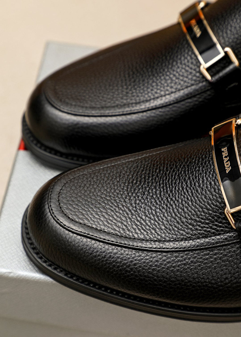 Prada Black Buckle Loafers