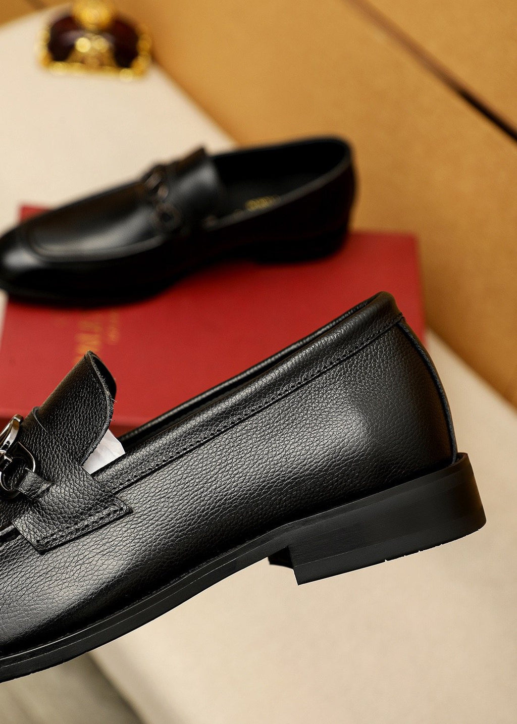 Valentino Black Metal-Hardware Loafers
