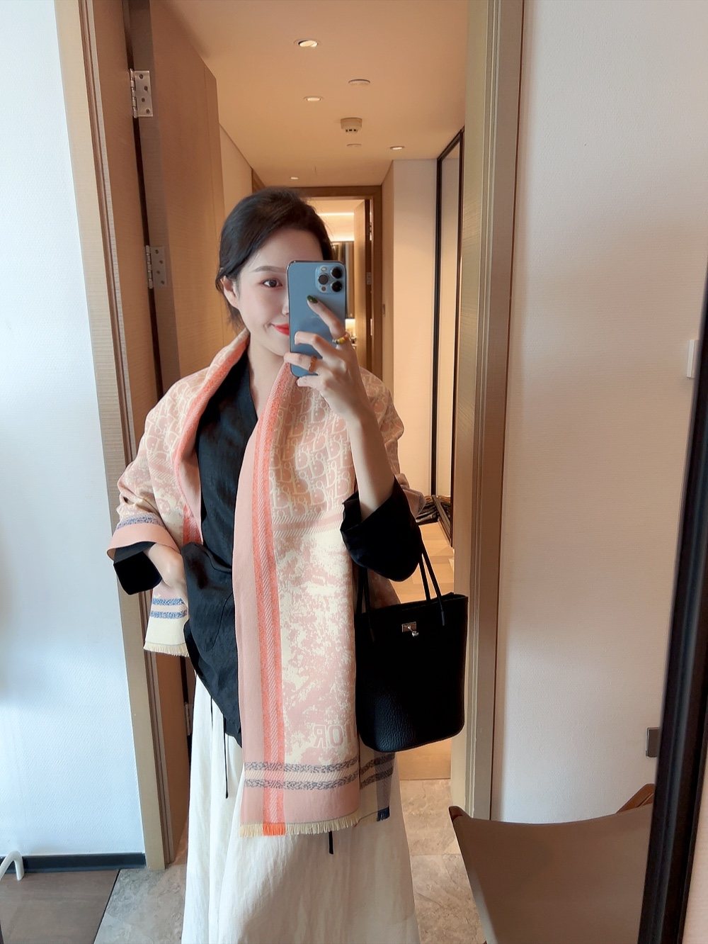 Dior Toile Pattern Fringe Scarf