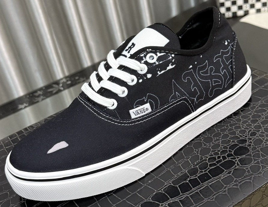 Vans Black Graphic Low-Top Sneakers - White Rubber Sole