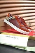 Burberry Check Heel Low-Top Sneakers - Beige Check Heel Panels