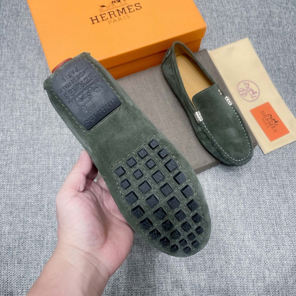 Hermès Men's Dark Green Driving Loafers