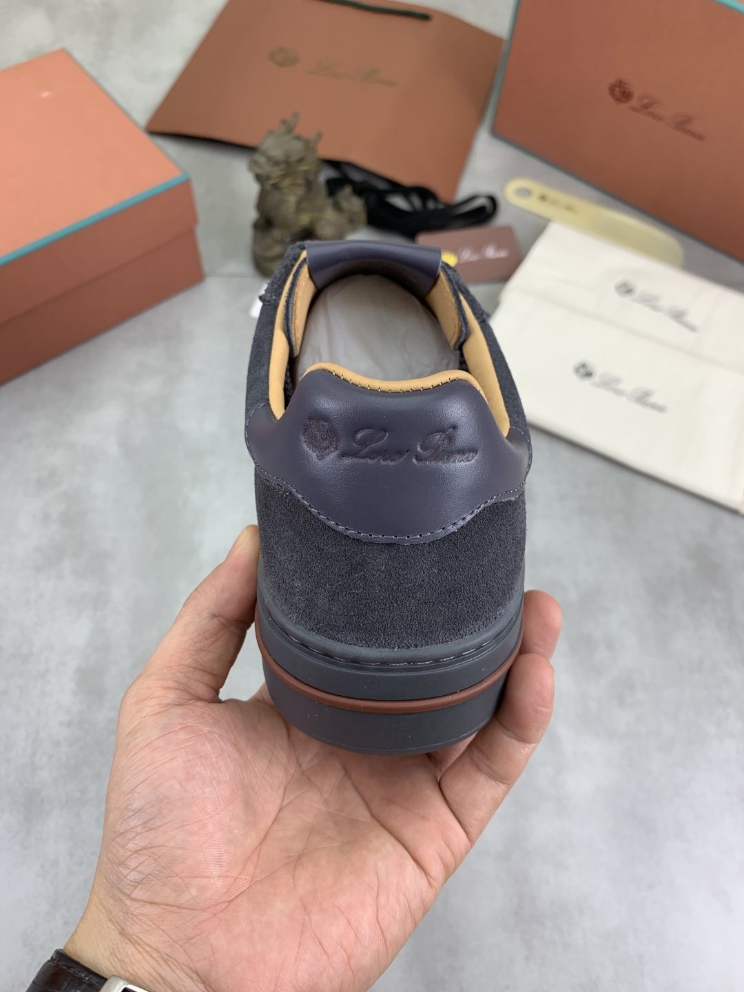 Loro Piana Navy Panel Low-Top Sneakers