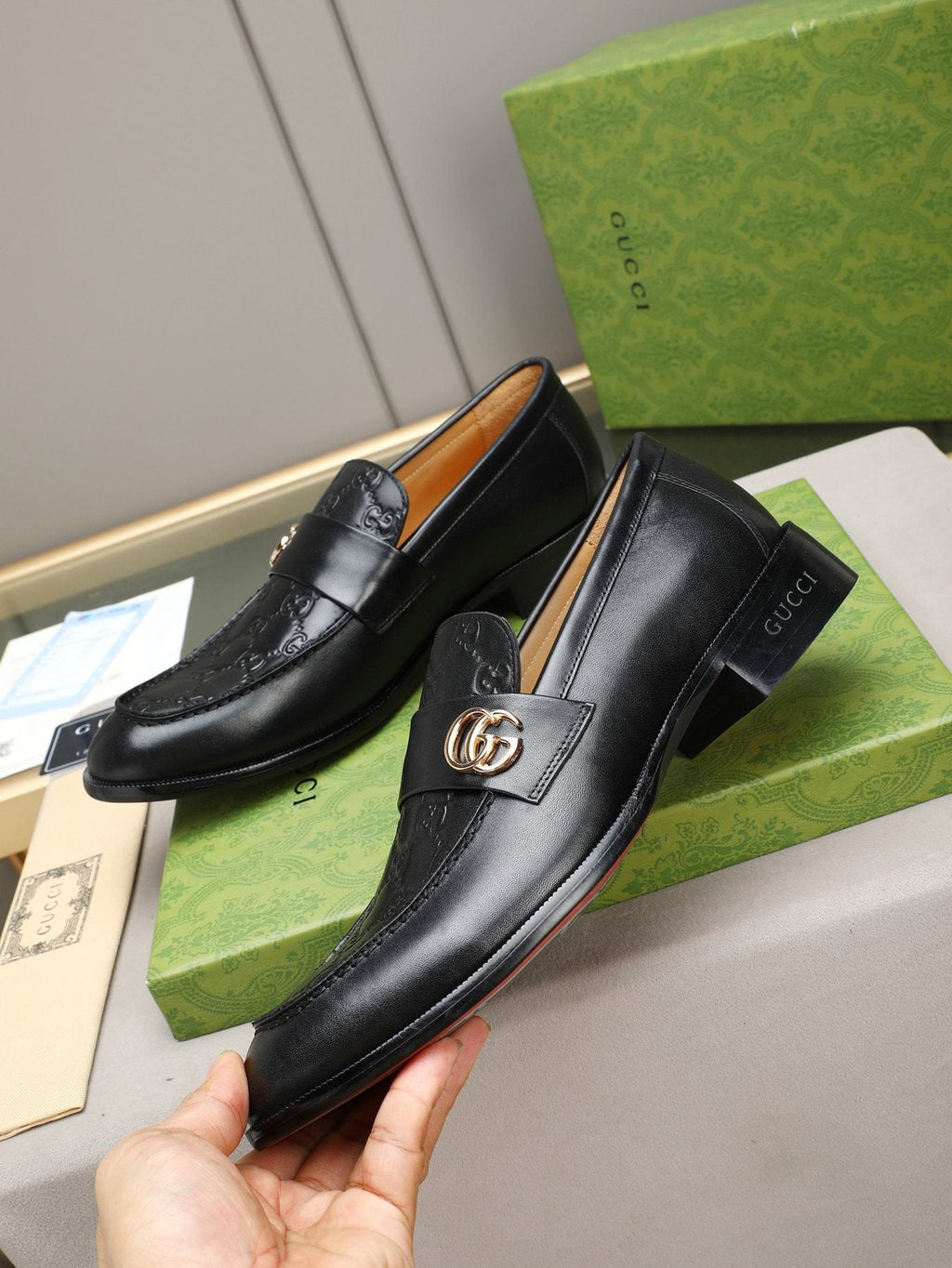 Gucci Black Logo Hardware Loafers
