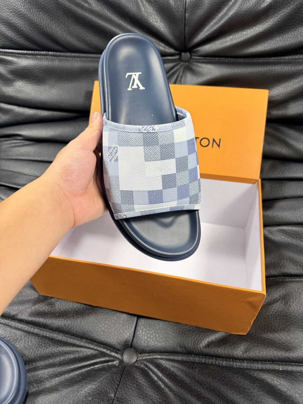 Louis Vuitton Checkered Slide Sandals