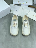 Dior White Embossed Low-Top Sneakers