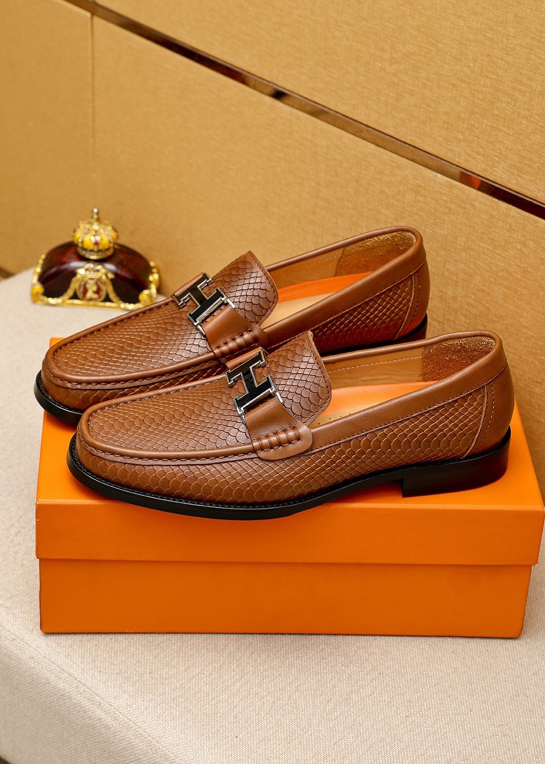 Hermès Textured Hardware Loafers