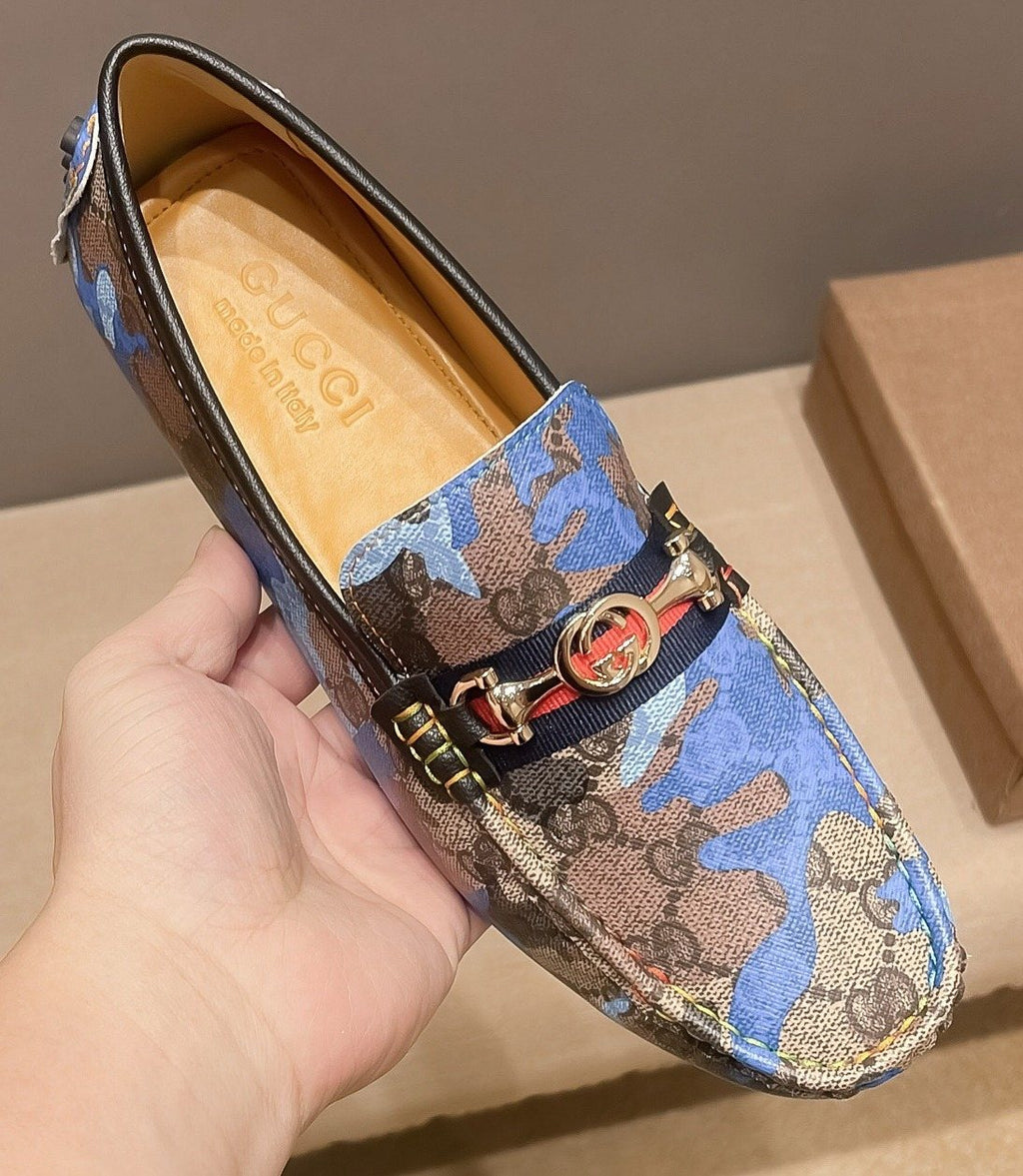 Gucci Patterned Metal-Accent Loafers