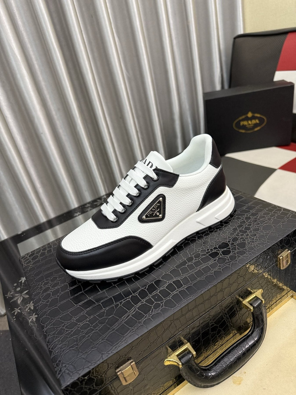 Prada Men's Triangle Badge Low-Top Sneakers - Padded Collar And Textured Outsole